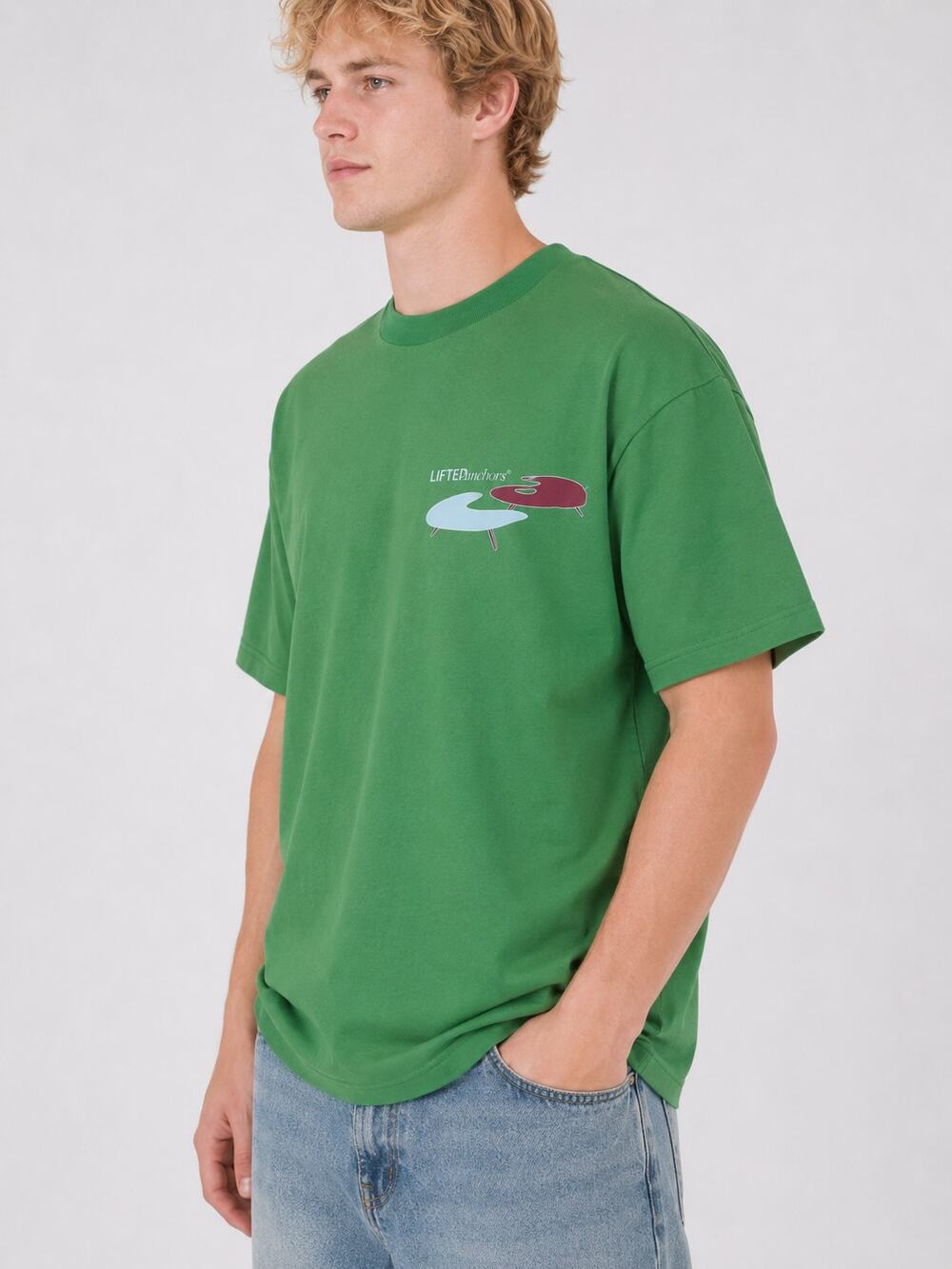 Lifted Anchors Blueprint T Shirt Mens Large Green Cotton Short Sleeve Tee New